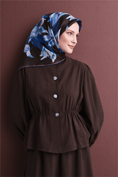 Armine İpek Eşarp 2027 Kış - 9620-51 Acı Kahve Twill