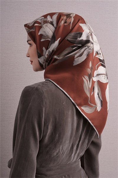 Armine İpek Eşarp 2027 Kış - 9620-54 Kiremit Twill