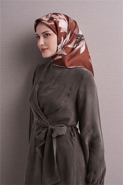 Armine İpek Eşarp 2027 Kış - 9620-54 Kiremit Twill