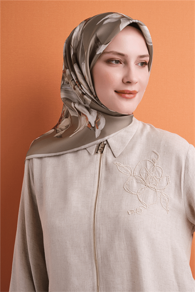 Armine İpek Eşarp 2027 Kış - 9620-55 Koyu Bej Twill