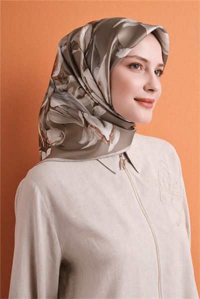 Armine İpek Eşarp 2027 Kış - 9620-55 Koyu Bej Twill