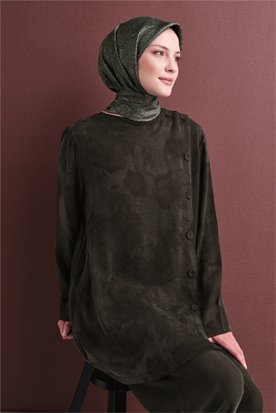 Armine İpek Eşarp 2027 Kış - 9631-52 Haki Twill