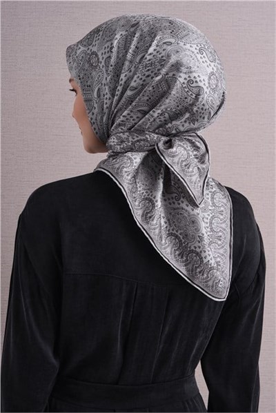 Armine İpek Eşarp 2027 Kış - 9631-55 Gri Twill