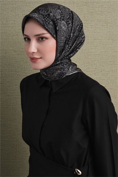 Armine İpek Eşarp 2027 Kış - 9631-83 Siyah Sura