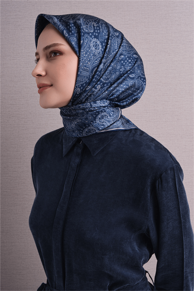 Armine İpek Eşarp 2027 Kış - 9631-84 Lacivert Twill