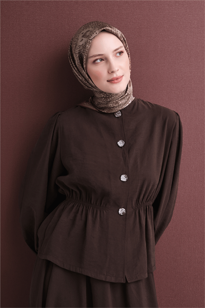 Armine İpek Eşarp 2027 Kış - 9631-86 Sütlü Kahve Sura