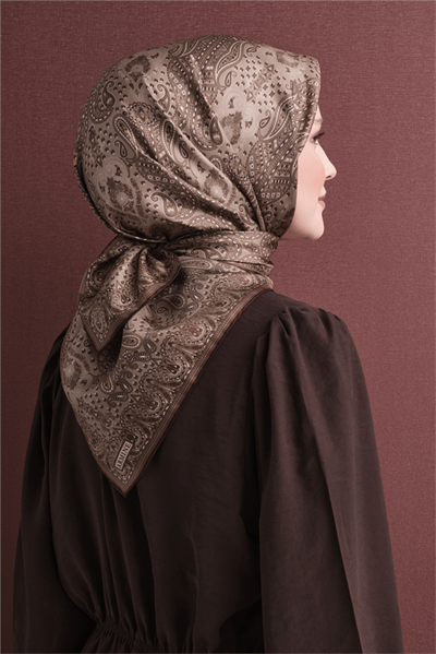 Armine İpek Eşarp 2027 Kış - 9631-86 Sütlü Kahve Sura