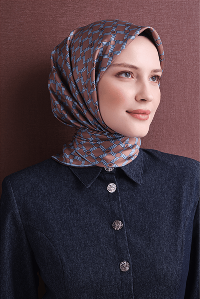 Armine İpek Eşarp 2027 Kış - 9636-07 Kahve Twill