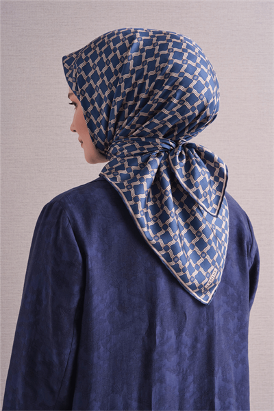 Armine İpek Eşarp 2027 Kış - 9636-34 İndigo Twill
