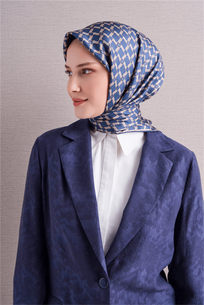 Armine İpek Eşarp 2027 Kış - 9636-34 İndigo Twill