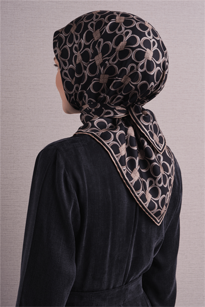 Armine İpek Eşarp 2027 Kış - 9638-02 Siyah Twill