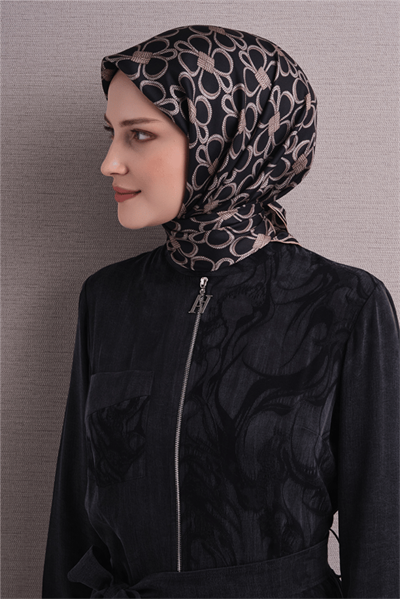 Armine İpek Eşarp 2027 Kış - 9638-02 Siyah Taş Sura