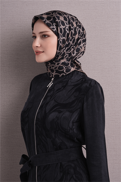 Armine İpek Eşarp 2027 Kış - 9638-02 Siyah Taş Sura