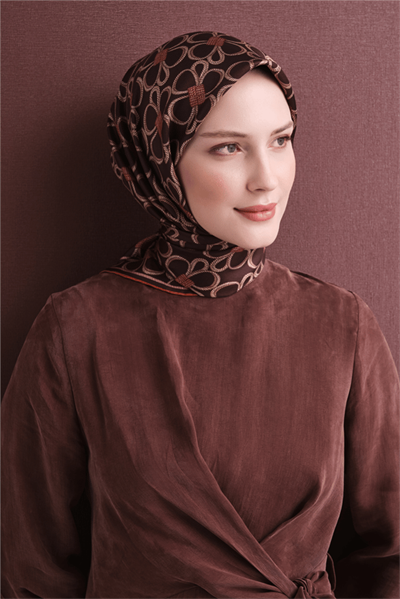 Armine İpek Eşarp 2027 Kış - 9638-03 Acı Kahve Twill