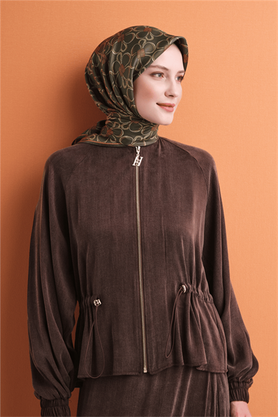 Armine İpek Eşarp 2027 Kış - 9638-32 Haki Twill