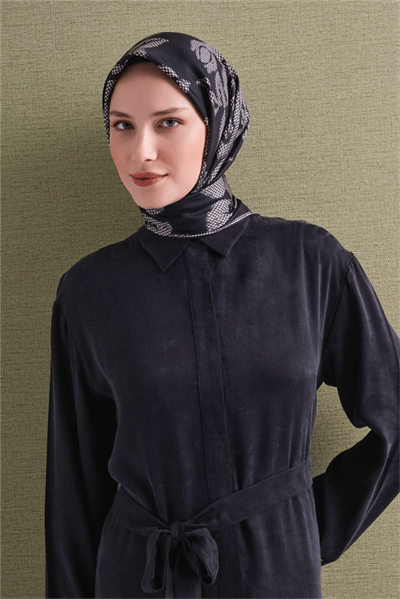 Armine İpek Eşarp 2027 Kış - 9645-50 Siyah Twill