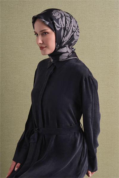 Armine İpek Eşarp 2027 Kış - 9645-50 Siyah Twill