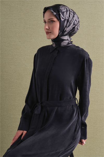 Armine İpek Eşarp 2027 Kış - 9645-50 Siyah Twill