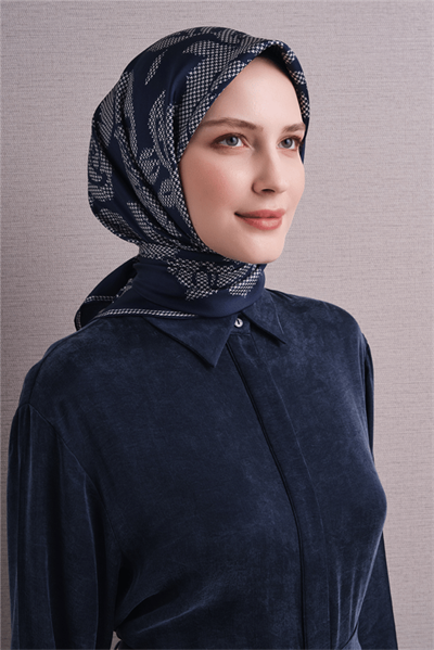 Armine İpek Eşarp 2027 Kış - 9645-51 Lacivert Twill