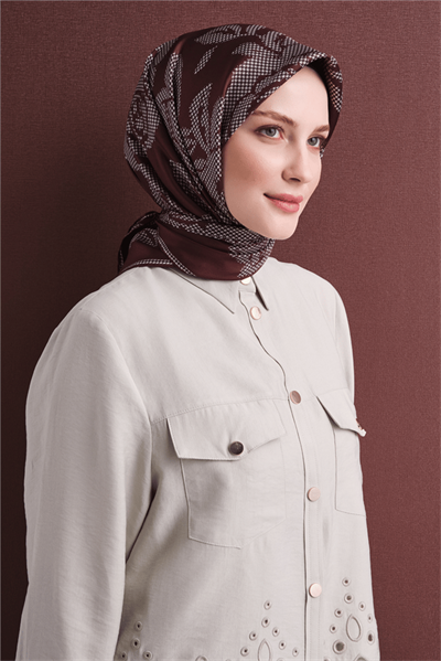 Armine İpek Eşarp 2027 Kış - 9645-52 Bordo Twill