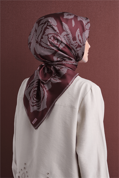 Armine İpek Eşarp 2027 Kış - 9645-52 Bordo Twill