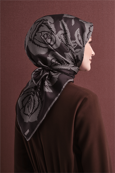Armine İpek Eşarp 2027 Kış - 9645-53 Kahve Twill