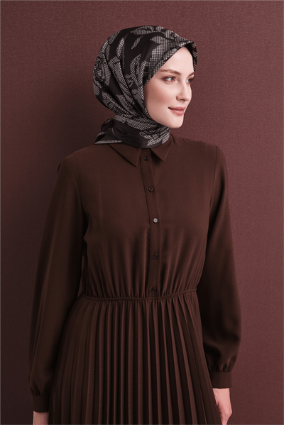 Armine İpek Eşarp 2027 Kış - 9645-53 Kahve Twill