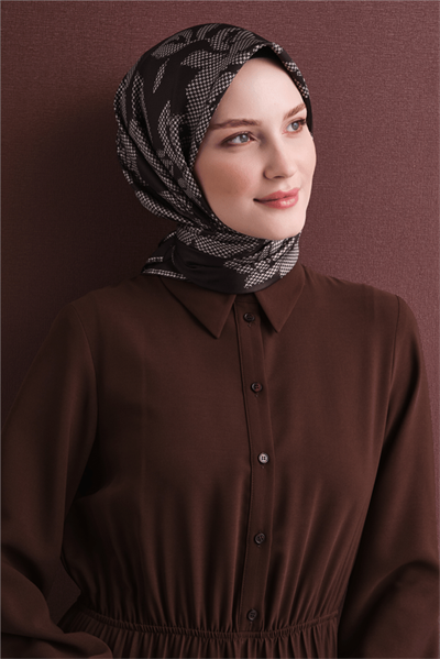Armine İpek Eşarp 2027 Kış - 9645-53 Kahve Twill