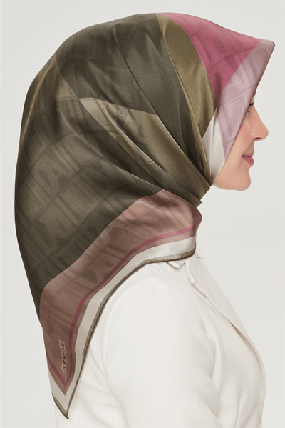 Armine İpek Eşarp Nostalji - 8516-84 Haki Pudra Twill