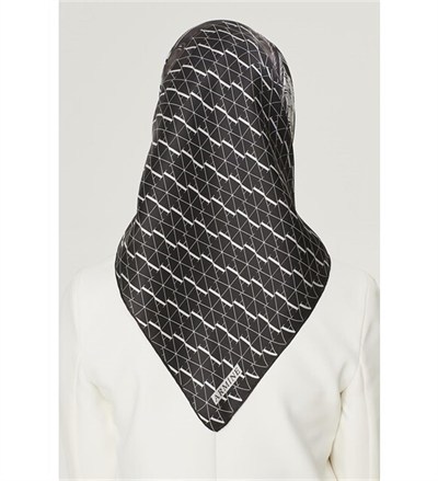 Armine İpek Eşarp Nostalji - 8519-88 Siyah Beyaz Twill