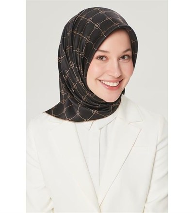 Armine İpek Eşarp Nostalji - 8555-11 Siyah Kahve Twill