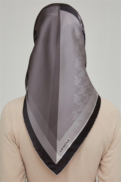Armine İpek Eşarp Nostalji - 8620-05 Siyah Gri Twill