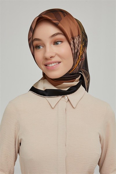 Armine İpek Eşarp Nostalji - 8620-38 Siyah Bakır Twill