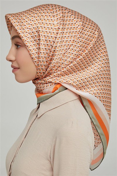 Armine İpek Eşarp Nostalji - 8634-42 Turuncu Yeşil Twill