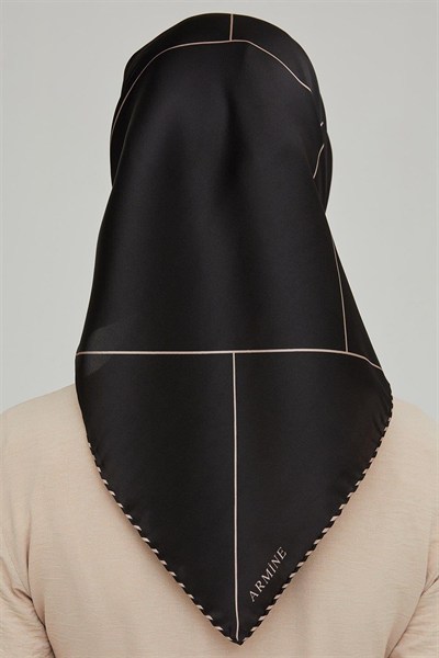 Armine İpek Eşarp Nostalji - 8655-01 Siyah Vizon Twill