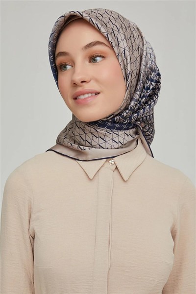 Armine İpek Eşarp Nostalji - 8661-07 Vizon Lacivert Sura