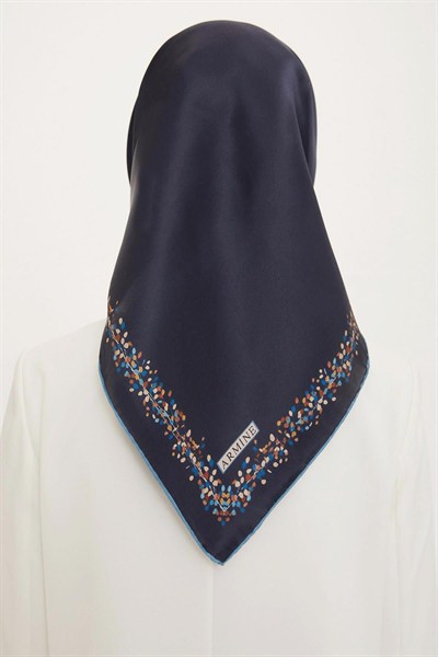 Armine İpek Eşarp Nostalji - 8765-17 Lacivert Mavi Twill