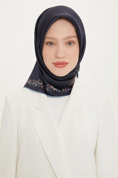 Armine İpek Eşarp Nostalji - 8765-17 Lacivert Mavi Twill