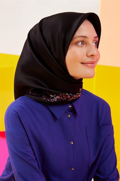Armine İpek Eşarp Nostalji - 8765-31 Siyah Sura