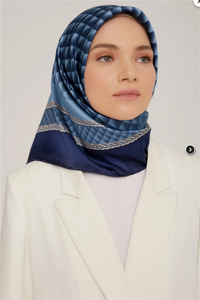 Armine İpek Eşarp Nostalji - 8834-51 Lacivert Mavi Twill