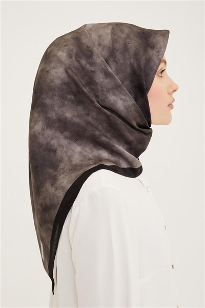 Armine İpek Eşarp Nostalji - 8933-54 Koyu Gri Siyah Twill