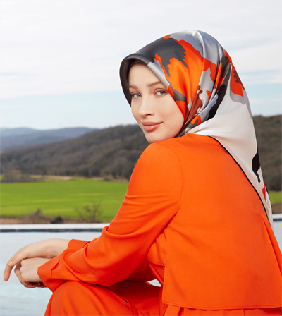 Armine İpek Eşarp Nostalji - 8935-31 Turuncu Sura