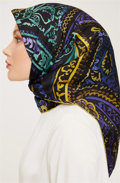 Armine İpek Eşarp Nostalji - 9037-52 Yağ Yeşili Mor Twill