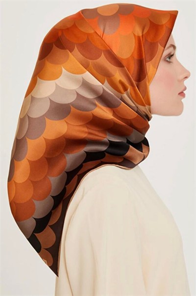 Armine İpek Eşarp Nostalji - 9212-33 Siyah Bakır Twill