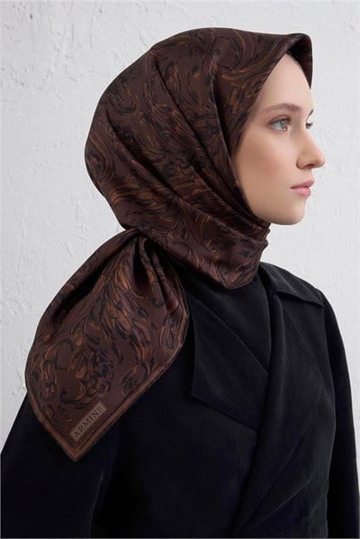 Armine İpek Eşarp Nostalji - 9431-80 Kahverengi Twill