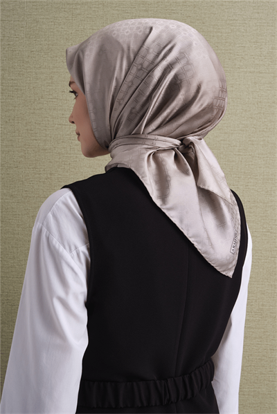 Armine Jakarlı İpek Eşarp 2027 Kış - 9647-83 Bej