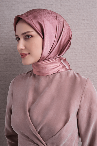 Armine Jakarlı İpek Eşarp 2027 Kış - 9647-57 Pembe