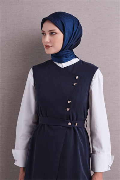 Armine Jakarlı İpek Eşarp 2027 Kış - 9647-51 Lacivert