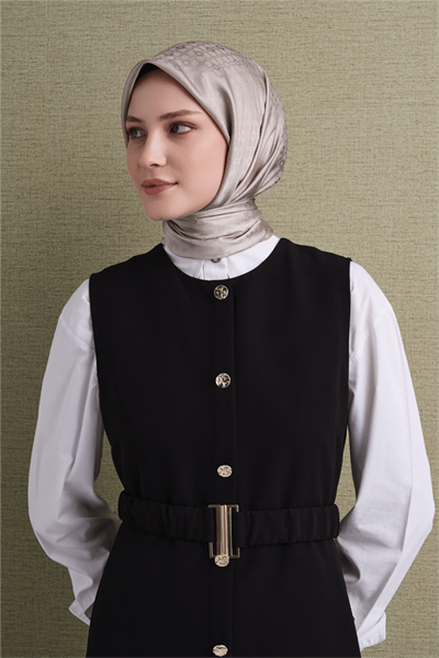 Armine Jakarlı İpek Eşarp 2027 Kış - 9647-83 Bej
