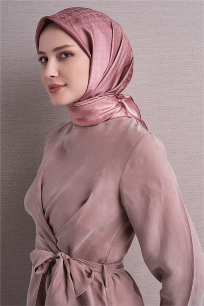 Armine Jakarlı İpek Eşarp 2027 Kış - 9647-57 Pembe